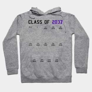 Class of 2037 Grow with Me Graduation First Day Handprints Hoodie